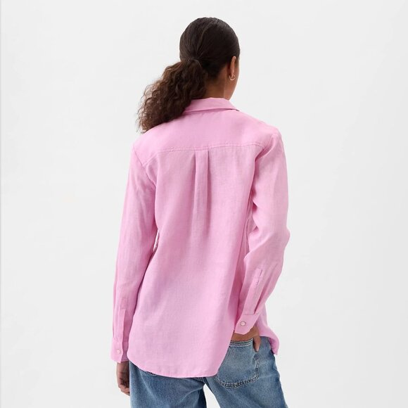 NWT GAP 100% linen long sleeve boyfriend shirt (S tall) - Picture 3 of 5